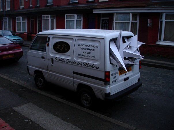 Sandwich van rear window, Moderate Studio journal, 2008