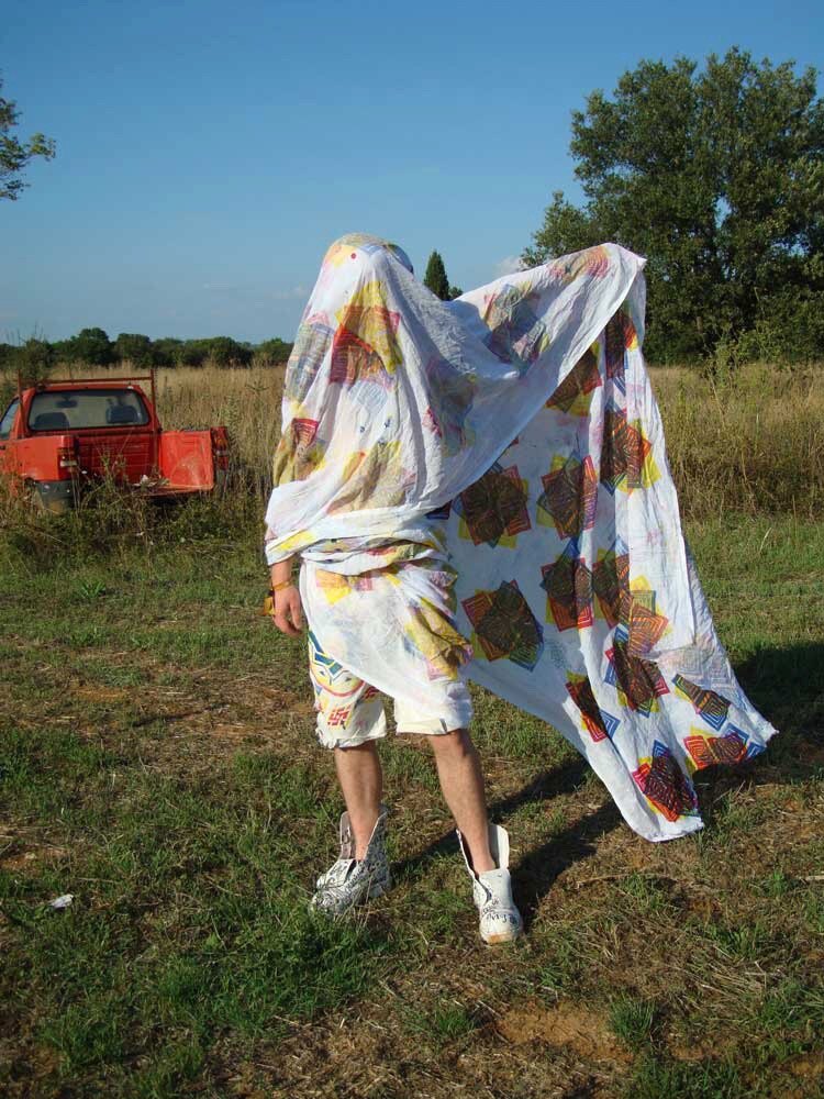 A Westwood suit in a field, Moderate Studio journal, 2013