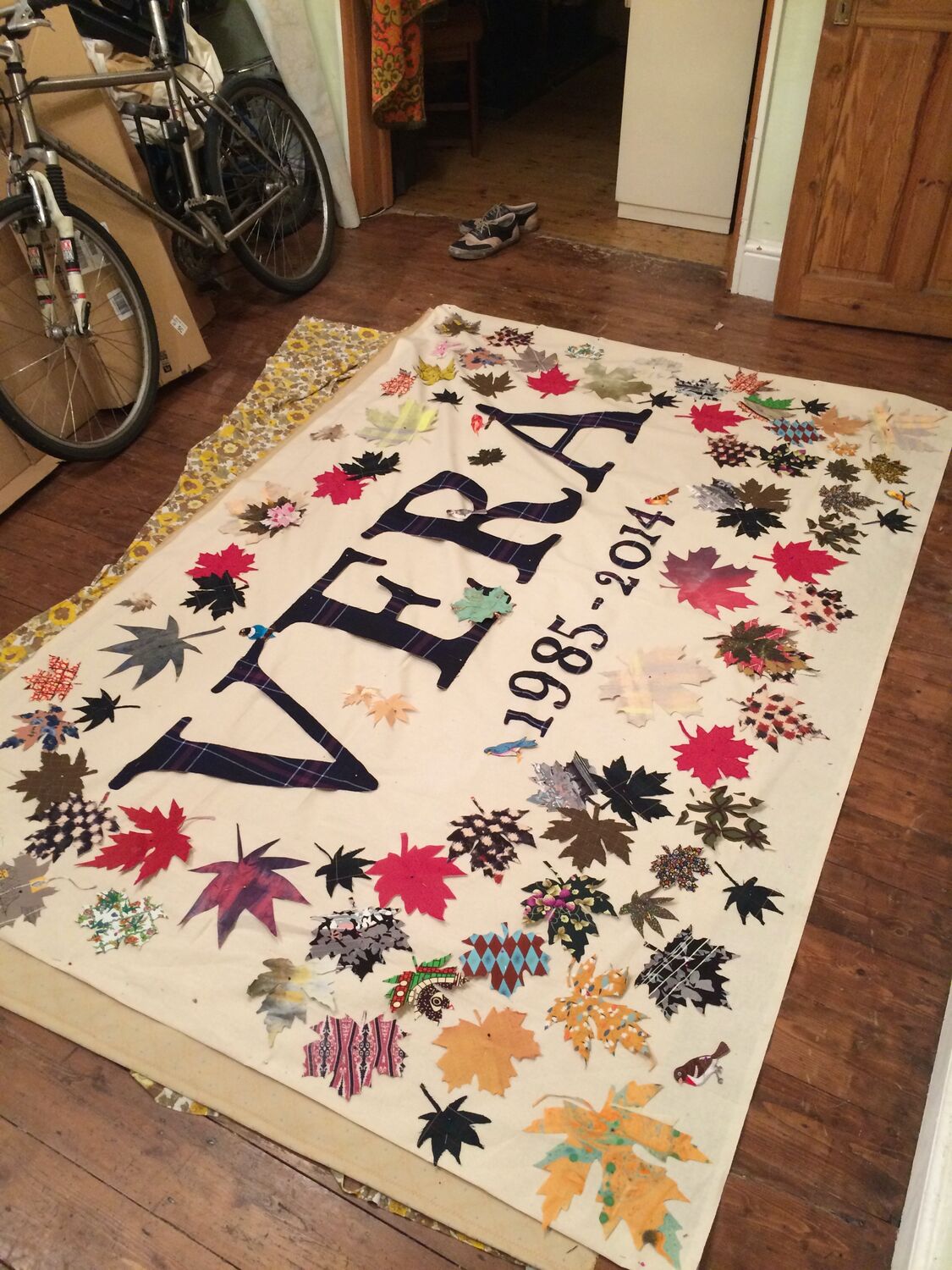 The Vera banner laid out on the studio floor