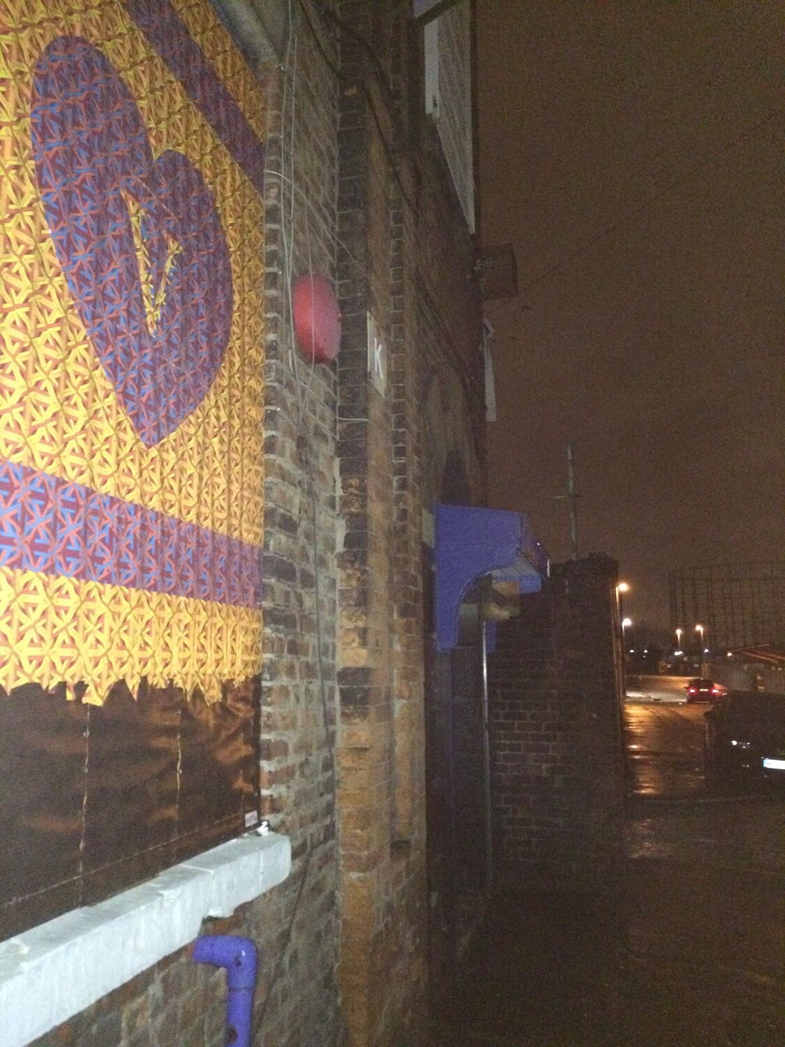 A street-art piece for Vera made from 3 Wise Monkeys wallpaper offcuts