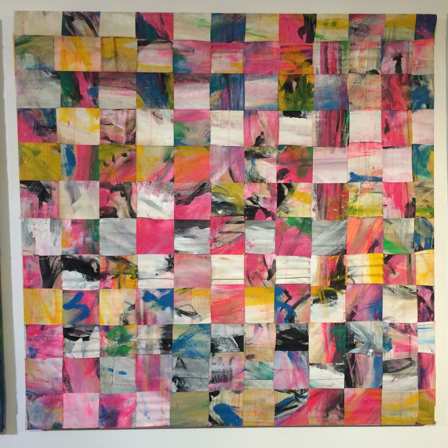 Woven abstract works shown at Islington Mill