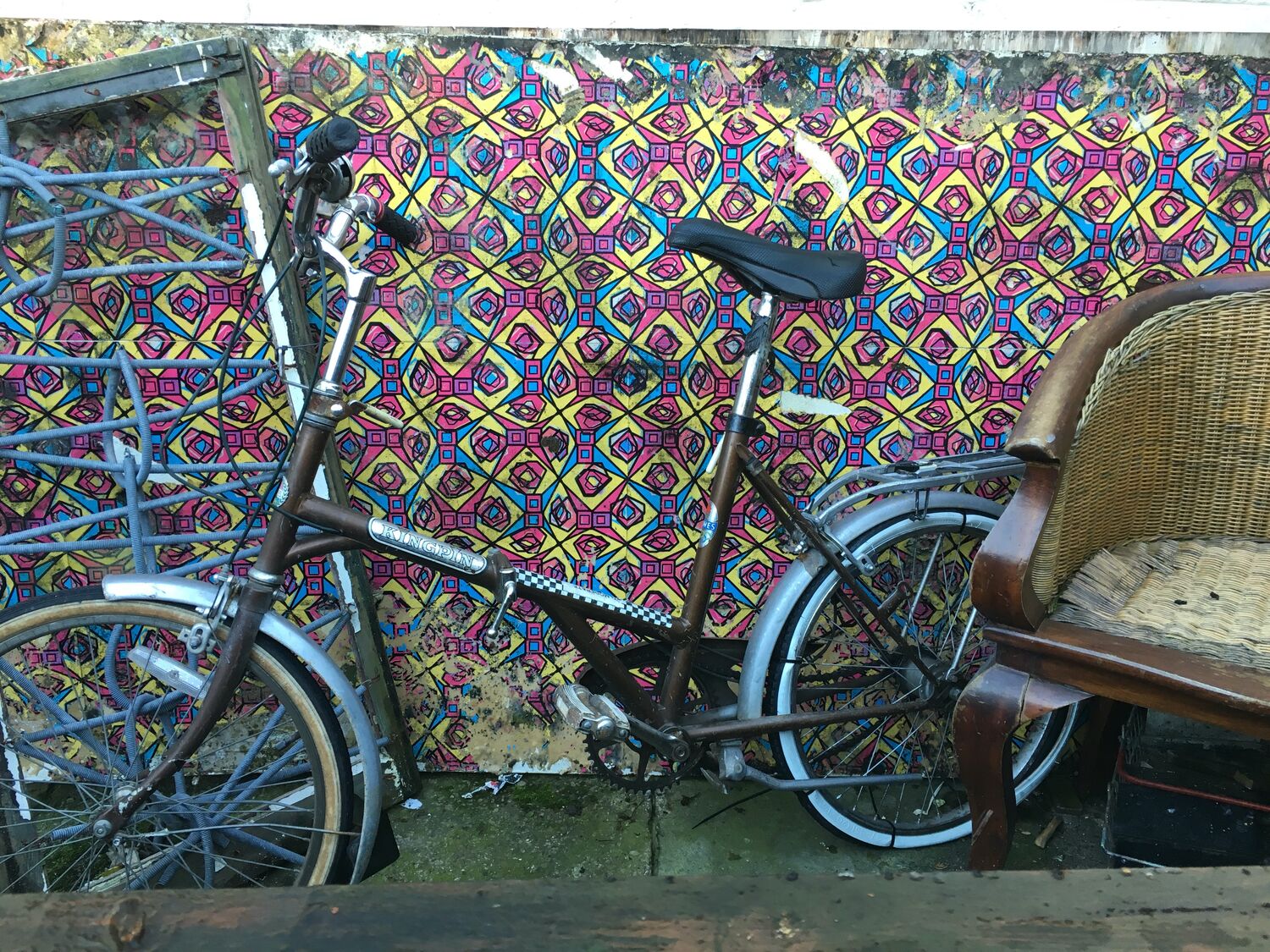 The wallpaper, rotting