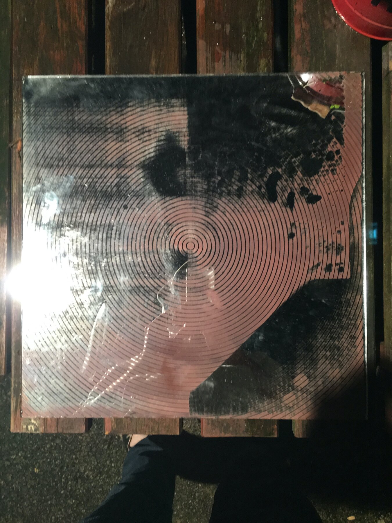 Etching by hand, outside