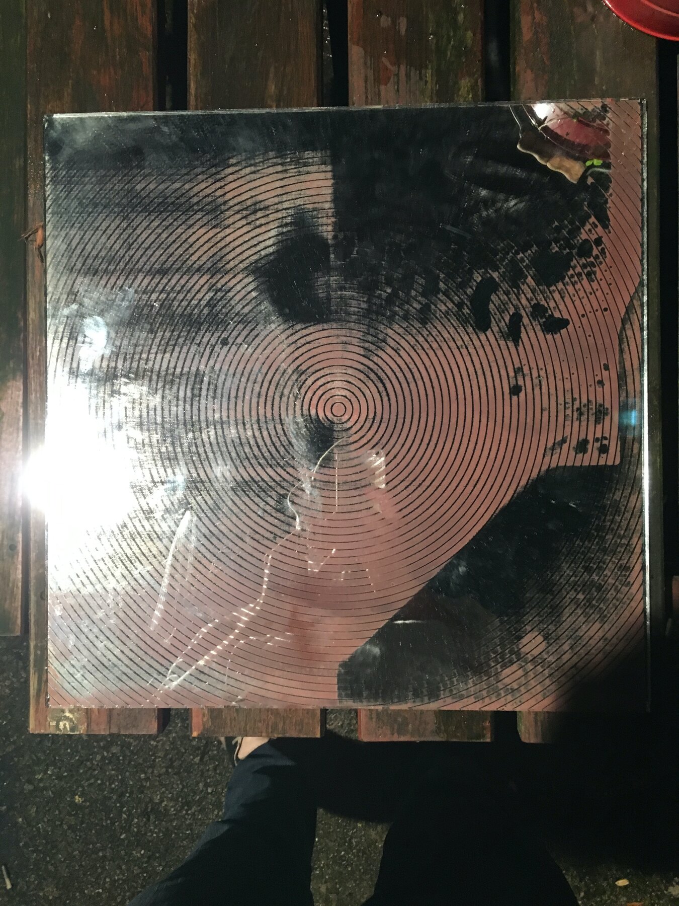 Etching by hand, outside, Moderate Studio journal, 2016