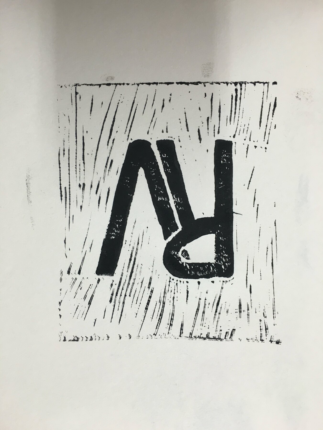 RV, cut into lino, Moderate Studio journal, 2016