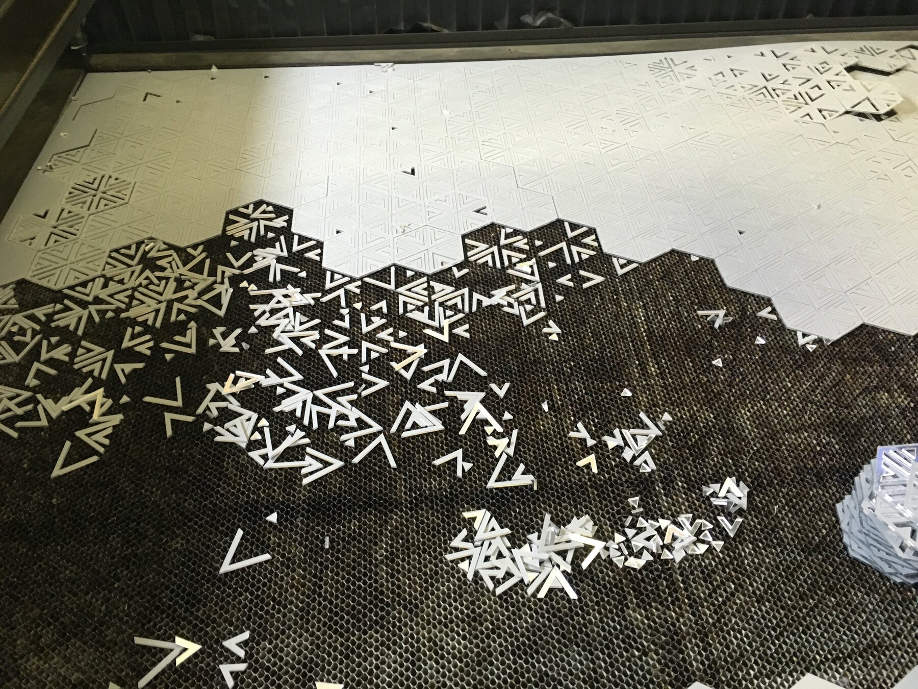 Laying out the mirror panels, Moderate Studio journal, 2016