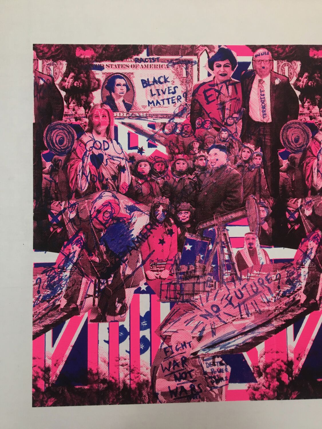 Printing the collage fabric for Drag Against Trump