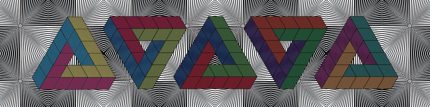 The interlocking triangles artwork for the back of the Artvert board, a Moderate Realism commission