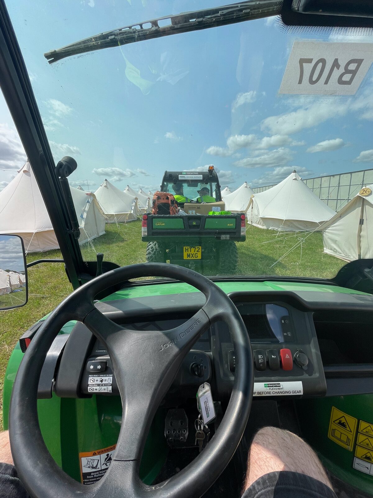 Crossing the Boomtown site by buggy to move the photography team.