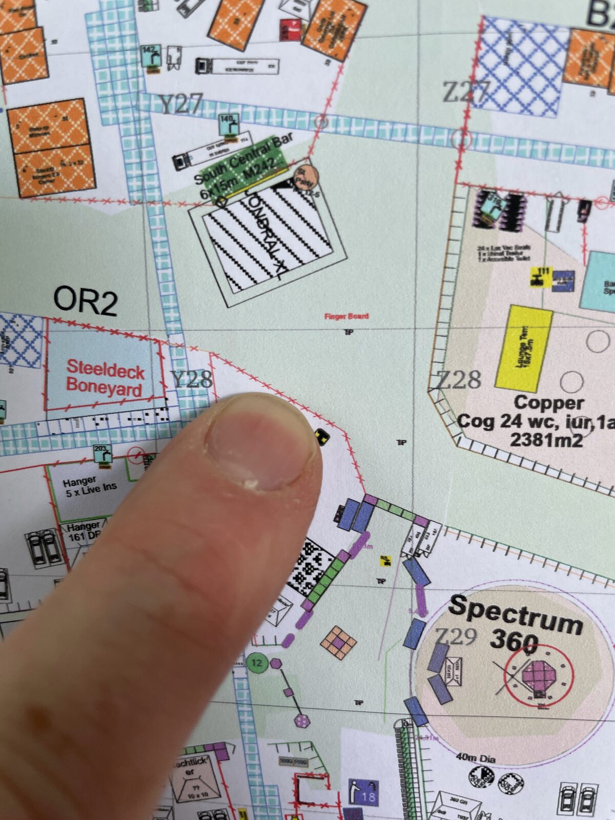 Planning photographer coverage against the Boomtown site map.