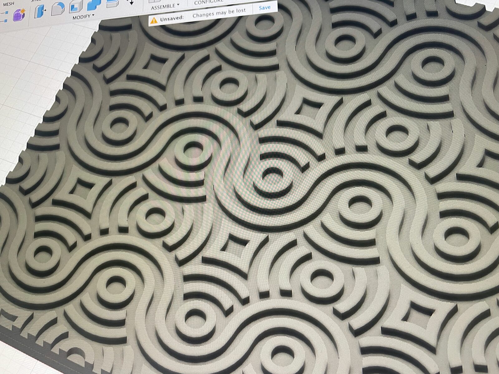Block-printing design on screen, Moderate Studio journal, 2024