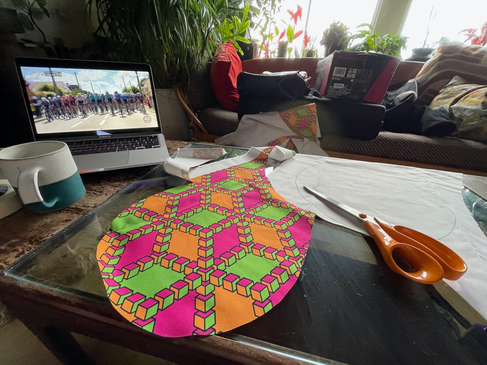 Fabric flowers laid out, Moderate Studio journal, 2024