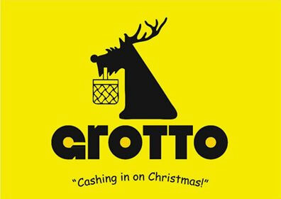 The Grotto logo, a stag holding a shopping basket, with the tagline Cashing in on Christmas